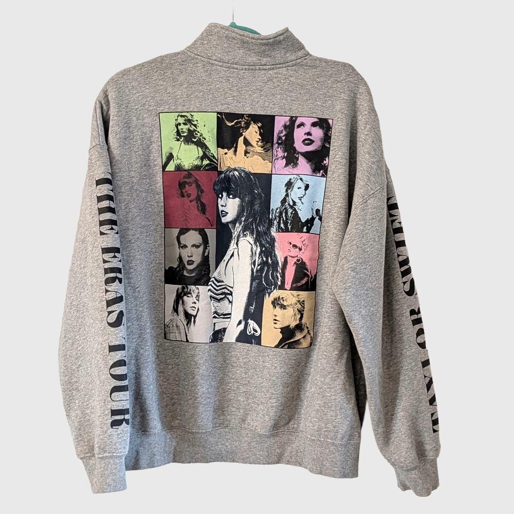 Taylor Swift The Eras Tour Quarter Zip Sweatshirt Gray Official Merch